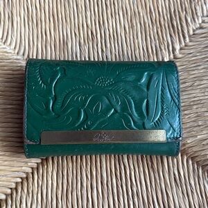 Patricia Nash green Embossed tooled Leather cametti Wallet